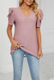 V Neck Hollow Out Short Sleeves Top