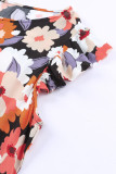 Multicolor Ruffle Sleeve Floral Plus Size Top