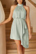 Plain Halter Sleeveless Irregular Length Mini Dress
