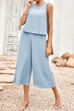 Frilled Texture Sleeveless Tank with Wide Leg Pants Jumpsuit