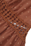 V Neck Swiss Dot Texture Lace Splicing High Waist Dress