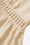 V Neck Swiss Dot Texture Lace Splicing High Waist Dress