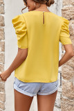 Plain Twisted Puffy Sleeves Top 