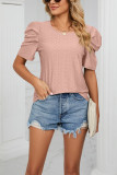 Hollow Out Texture Smock Sleeves Top 