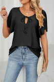 Hollow Out Straps Ruffle Sleeves Top 