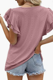 Eyelet Pattern Tiered Sleeves Top