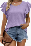 Eyelet Pattern Tiered Sleeves Top