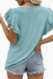 Eyelet Pattern Tiered Sleeves Top