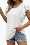 Eyelet Pattern Tiered Sleeves Top
