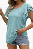 Eyelet Pattern Tiered Sleeves Top