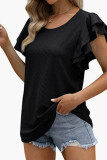 Eyelet Pattern Tiered Sleeves Top