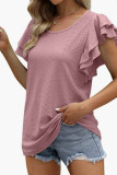 Eyelet Pattern Tiered Sleeves Top