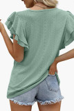 Eyelet Pattern Tiered Sleeves Top