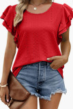 Eyelet Pattern Tiered Sleeves Top