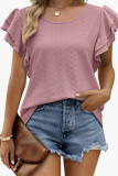 Eyelet Pattern Tiered Sleeves Top