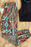 Aztec Leopard Patchwork High Waist Slim-fit Pants
