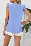 V Neck Lace Tape Flatter Sleeves Top