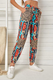 Aztec Leopard Patchwork High Waist Slim-fit Pants