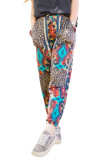 Aztec Leopard Patchwork High Waist Slim-fit Pants