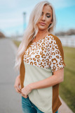 Orange Leopard Colorblock Short Sleeve Top