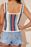 Button Down Multicolor Striped Knit Cami Top