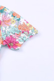 Multicolor Floral Print Tie Back Short Sleeve Dress
