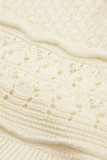 White Crochet Knit Tank with Ruffle