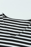 Black Stripes Ruffle Short Dress