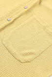 Khaki Waffle Knit Pocketed Button Up Shirt