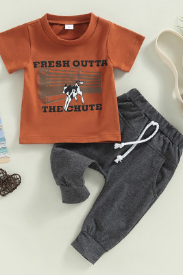 Fresh Outta Print Boy Top with Pants 2pcs Set