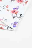 White Ruffle Straps Floral Rib Knit Tank Top