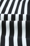 Black Stripes Ruffle Short Dress