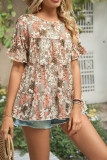 Ruffle Sleeves Splicing FLoral Blouse 