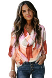 Multicolor Abstract Print Kimono Sleeve Blouse
