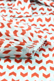 Multicolor Geometric Print Tie Puff Sleeve Blouse