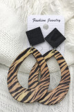 Zebra Leopard Wood Earring 