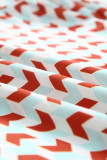 Multicolor Geometric Print Tie Puff Sleeve Blouse
