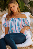 Stripe Off The Shoulder Rainbow Striped Top