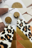 Color Block Splicing Leopard Water Drop Earrings MOQ 5pcs