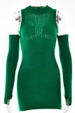 Cold Shoulder Knitting Mini Dress 