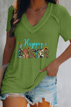 Happy Easter V Neck Graphic Tee