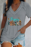 Happy Easter V Neck Graphic Tee