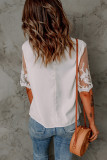 White Floral Lace Sleeve Patchwork Top