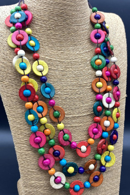 Colorful Wooden Beads Necklace MOQ 5pcs