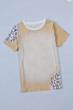 Khaki Bleached Leopard Print Crew Neck T Shirt