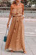 Spot Print Strapless Bandeau Drawstring Maxi Dress