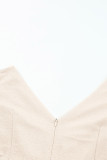 Khaki V Neck Wrap Ruched Flowy Midi Dress