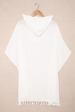 White Tassel Hooded Oversized Beach Cover Up