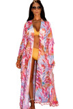 Multicolor Tie-dye Tassel Trim Kimono