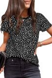 Black Cheetah Print O-neck Short Sleeve T Shirt